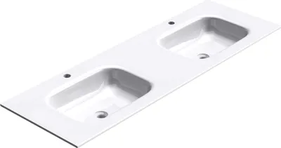 Immagine prodotto di doporro Lavabo da Incasso 120 cm Doppia Vasca in Marmoresina Bianco Lucido, Lavabo Bagno Integrale Soprapiano con Troppopieno Colossum04
