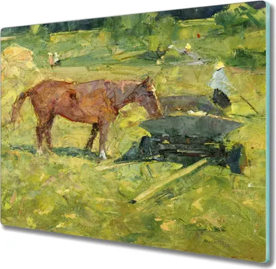 Produktbild von Coloray Küchenbrett Kochplattenabdeckung Hackbrett Schneidebrett Herdabdeckplatte 60x52 cm - Pferd Feld