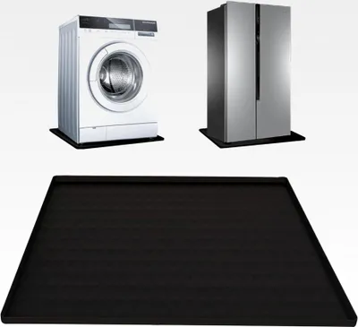 Produktbild von Kühlschrankmatte 60×60 cm aus Silikon | Bodenmatte mit Erhöhtem Rand | Wiederverwendbare Tropfschale für Kühlschrank, Gefrierschrank, Waschmaschine und Weinschrank (Schwarz)