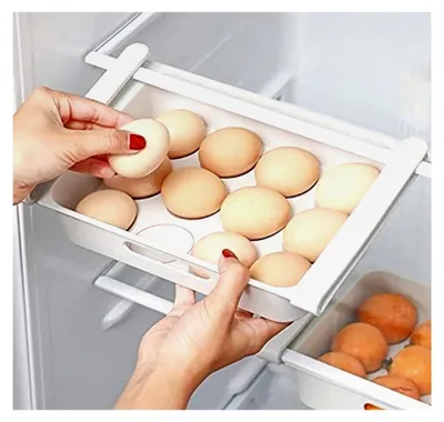 Produktbild von Eierbehälter für den Kühlschrank | Eierablage für 12 Eier | 26x18x5cm | Obst Aufbewahrungsbox | Kühlfach | Transparente Auszugsschale