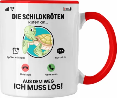 Produktbild von Trendation - Die Schildkröten Rufen An Tasse Geschenk für Schildkröten Züchter Besitzer Geschenkidee Lustig Spruch (Rot)