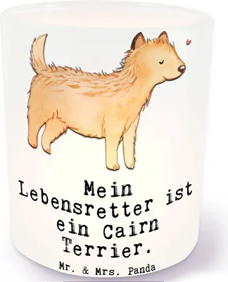 Produktbild von Mr. & Mrs. Panda Kerzenhalter Cairn Terrier Lebensretter - Transparent - Geschenk, glas, Teelichthalter, Windlicht