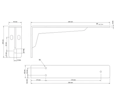 Produktbild von Verstärkter Wandhalter, Regalträger 100 x 250 x 40 mm, 2 Stück, schwarz