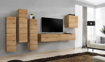 Produktbild von Wohnwand Braun Wandschrank Wohnzimmer TV Ständer Holz Luxus Möbel Einrichtung