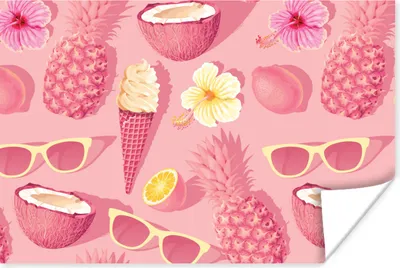 Produktbild von MuchoWow® Poster Sommer - Muster - Rosa 90x60 cm - Schlafzimmer