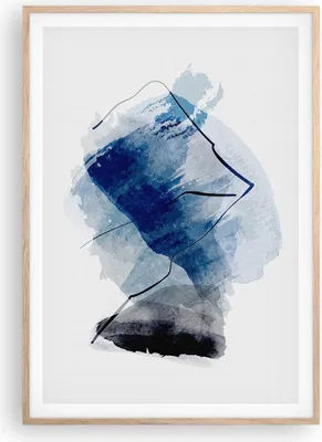 Produktbild von Gerahmtes Poster - Rahmen in heller Eiche - Blau Schwarz Abstraktion - 70x100 cm - Wand Bild - Wanddeko - Wandbilder - Kunstposter - Wandposter - Bilderrahmen - Bilder - Kunstdruck - P2NPA70x100-5058