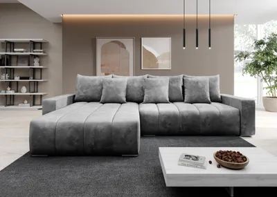 Produktbild von FurMeb24 ECKSOFA NAVO mit Schlaffunktion und bettkasten 278 x 178 cm HELLGRAU - linke Seite