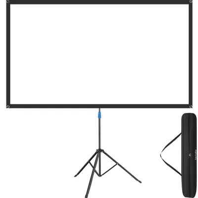 Produktbild von tectake Beamer-Leinwand 80 Zoll 203cm Stativ höhenverstellbar 16:9 Format 4K HD Ultra-HD 160° Betrachtungswinkel mobil klappbar
