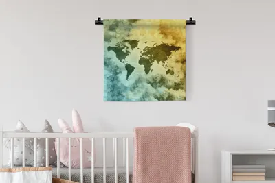 Produktbild von MuchoWow® Wandteppich Wandbehang Weltkarte - Rauch - Farben 60x60 cm Tapisserie Dekoration Wandtuch - Dekorationen - Wand Decke