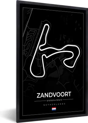 Produktbild von MuchoWow® Gerahmtes Poster Formel 1 - Rundkurs Zandvoort - Rennstrecke - Niederlande - Schwarz 60x90 cm - Poster mit Schwarzem Bilderrahmen Wandposter Rahmen Foto Bilder - Kunst