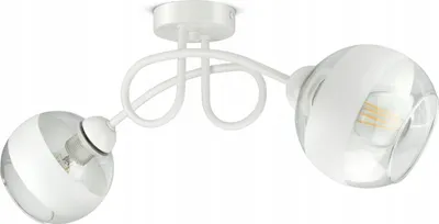 Produktbild von LUXOLAR - Led Deckenleuchte - Deckenlampe 2 flammig Weiß E27 60W - Hängelampe wohnzimmer für Wohnzimmer, Küchen - Weiß Glas Kugeln