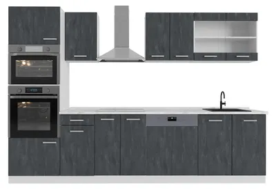 Produktbild von Küchenzeile Vicco R-Line Schwarz Beton 300 cm ohne Arbeitsplatte, Model 47387