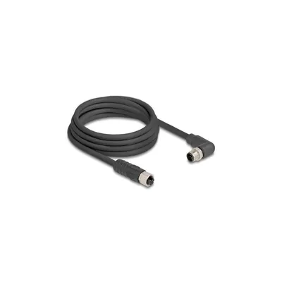 Produktbild von Delock - Sensorverlängerungskabel - M12 (4-polig) (M) rechtwinklig zu M12 (4-polig) (W) gerade - 3 m - 7.2 mm - Zugkette, halogenfrei, L-codiert - Schwarz