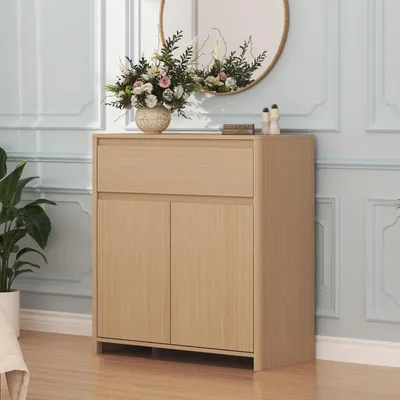 Produktbild von Beistellschrank 'Takranmaa' mit Schublade und 2 Türen 88 x 79 x 39 cm Eicheoptik