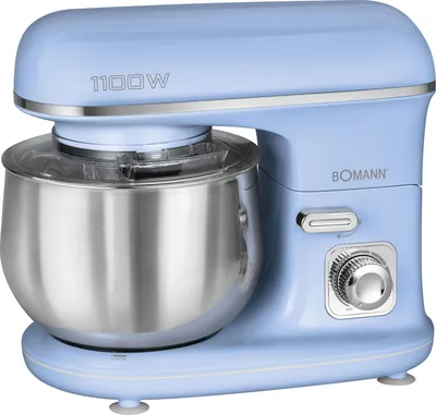 Produktbild von Bomann Küchenmaschine 1100W | Knetmaschine 5L | inkl. Knethaken, Rührhaken und Schneebsen | robustes Spezialgetriebe | Teigmaschine KM 6030 CB blau