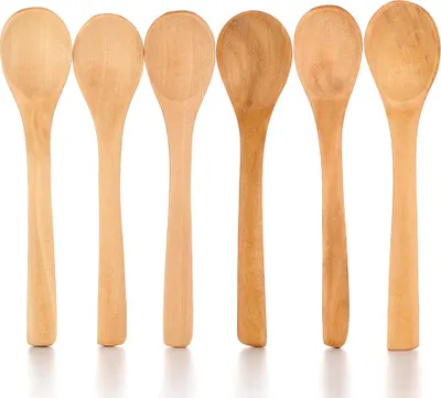 Produktbild von 6 kleine Holzlöffel, Mini-Holzlöffel für Gläser, Mini-Probierlöffel für die Küche