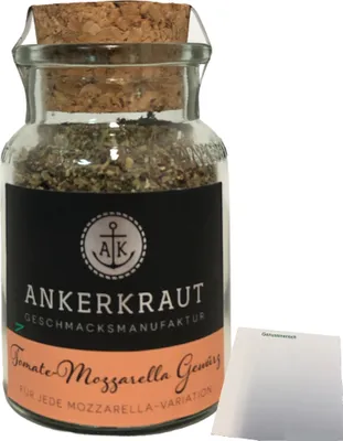 Produktbild von Ankerkraut Tomate-Mozzarella Gewürz im Korkenglas 55g Glas + usy Block