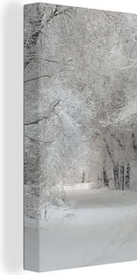Produktbild von MuchoWow® - Leinwandbilder - Bäume - Schnee - Winter, Wandbild, Wanddeko Bilder Wohnzimmer, 40x80cm