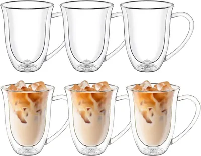Immagine prodotto di Tazza a doppia parete Wilmax da 250 ml in vetro borosilicato, set da 6 pezzi WL-888725/A6