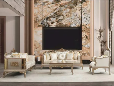 Produktbild von Casa Padrino Luxus Barock Wohnzimmer Set Creme / Grau / Gold - Barock Möbel