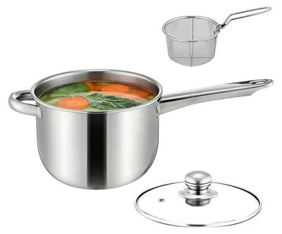 Imagen del producto de Mini freidora de acero inoxidable con cesta y tapa
