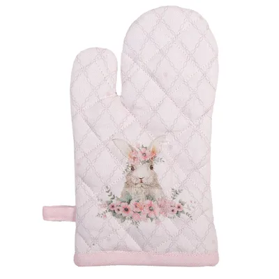Produktbild von Clayre & Eef Kinderofenhandschuh 12x21 cm Rosa Baumwolle Kaninchen