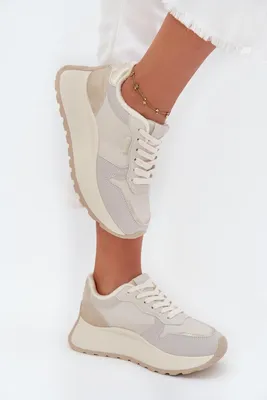 Imagen del producto de Zapatillas deportivas para mujer Warmen con plataforma, modelo Big Star SS247008 HI-POLY SYSTEM, color beige claro, talla 37