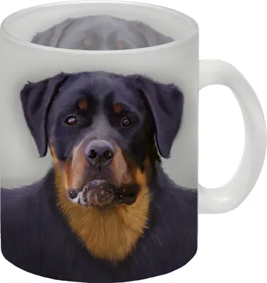 Produktbild von Glas Tasse mit Rottweiler Motiv