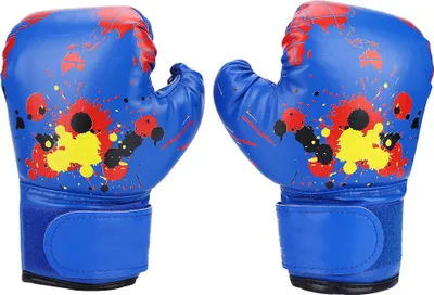 Immagine prodotto di Guanti da boxe per bambini, blu, in Finto cuoio, per allenamento boxe 2-11 anni