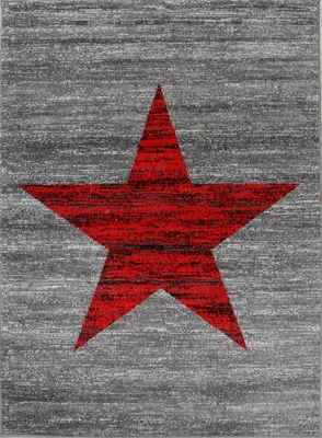 Produktbild von Rot Trendiger Kurzflor Teppich, Sternmuster jugenzimmer Grau Plegeleicht, Maße:80x150 cm