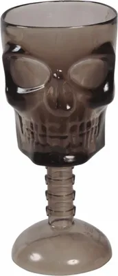 Produktbild von Totenkopf Kelch mit Skelettwirbelsäule als Halloween Geschirr