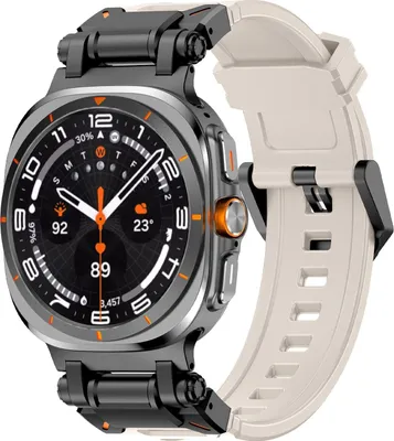 Produktbild von Für Samsung Galaxy Watch Ultra 47mm Silikon Armband mit Metall - Schnellverschluss Beige