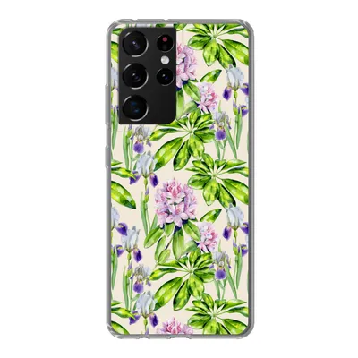 Produktbild von MuchoWow® Handyhülle Schutzhülle Hülle für Samsung Galaxy S21 Ultra Hortensie - Blatt - Blüte Silikon Softcase Handy Hülle - Mobiltelefon