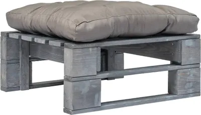 Produktbild von Garten-Palettenhocker mit Grauem Kissen Holz Grau , Gartenhocker Design 2024