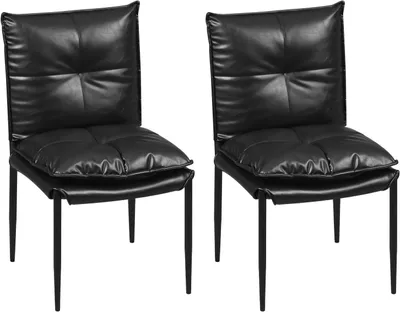 Produktbild von WOLTU Esszimmerstühle, Küchenstühle mit hoher Rückenlehne, Mit Kunstlederbezug und Metallbeinen : Schwarz 2 Farbe: Schwarz Stückzahl: 2