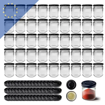 Image de Pots en verre avec couvercle à vis, capacité de 40 ml, lot de 55