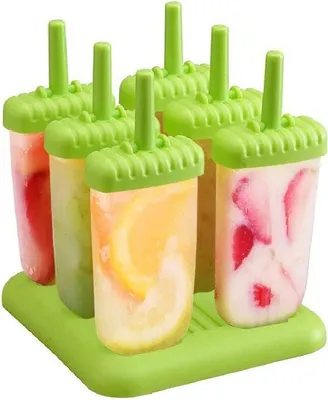 Produktbild von Eisformen 6 Eisförmchen wiederverwendbar Eis am Stiel Formen Eiscreme Formen DIY Ideen Eis am Stiel BPA Frei - kommt mit einer Reinigungsbürste und Silikon Falttrichter