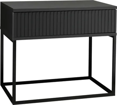 Zdjęcie produktu dla MARLE Nachttisch in Graphit - Moderner Nachtschrank mit Schublade und schwarzem Metallgestell - 60 x 52 x 38,5 cm (B/H/T)