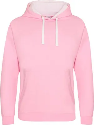 Immagine prodotto di Just Hoods JH003 | Felpa con cappuccio Varsity Uomo - Colore: Rosa baby/Bianco artico - Taglia: L
