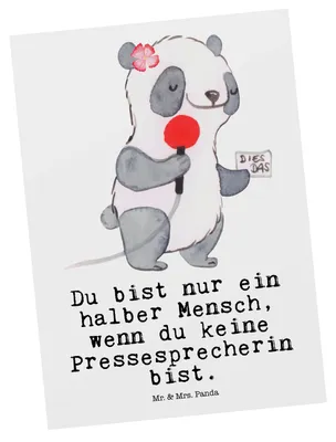 Produktbild von Mr. & Mrs. Panda Postkarte Pressesprecherin Herz - Weiß - Geschenk, Postkarten, Ansichtskarte, Ansichtskarten, bildkarte, Grußkarte