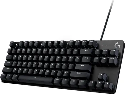 A black Logitech G413 TKL SE keyboard is shown from a diagonal angle against a white background.