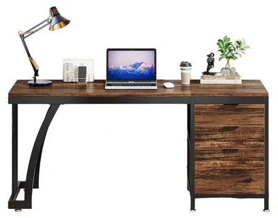 Productafbeelding van Industriële Computerbureau - Bureaublad - Werkplek - Bureau - Schrijftafel - Rustiek Bruin - 150 cm Breed