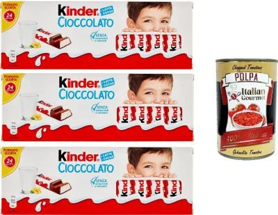 Produktbild von Kinder cioccolato, Formato scorta Kinderschokolade, Vorratsgröße 24 Stück 3x 300gr+ Italian Gourmet polpa 400g