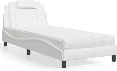 Image de Lit avec matelas blanc 90x200 cm similicuir