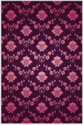 Produktbild von Wallario Wandbild Blumenmuster Damast in pink lila, Größe: 61 x 91,50 cm, Poster mit weißem Aluminiumrahmen