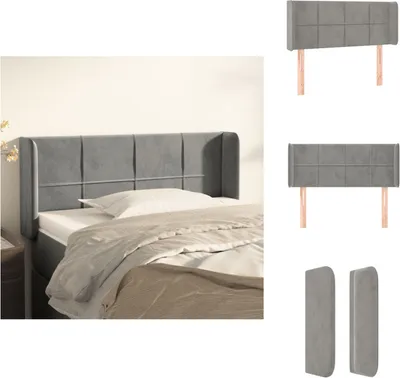 Produktbild von vidaXL Kopfteil mit Ohren Hellgrau 103x16x78/88 cm Samt -  Kopf- & Fußenden