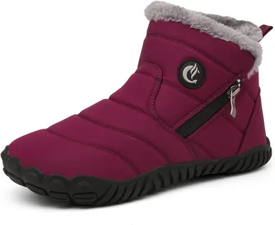 Image de CELANDA Bottines d'hiver pour femmes, chaudes et antidérapantes, rouges, taille 41