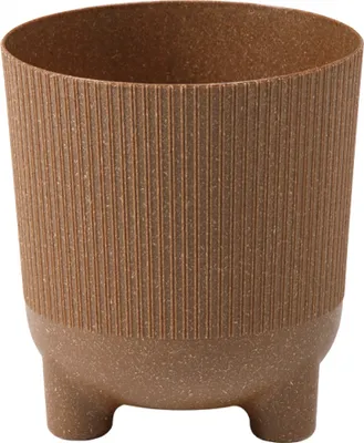 Zdjęcie produktu dla Plastikowa osłonka na doniczkę na 3 nóżkach ARIA JUMPER ECO WOOD Ø 18 x 20 cm jasnobrązowa