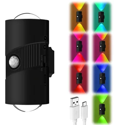 LED-Wandleuchte mit Bewegungsmelder, RGB, dimmbar, schwarz