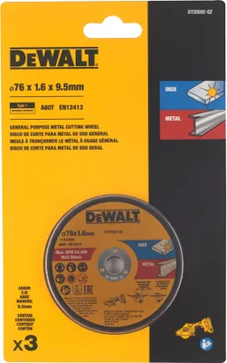 Productafbeelding van DeWALT DT20592-QZ, schijfzaagblad, metaal, roestvast staal, DeWALT, 9,5 mm, 7,6 cm, 1,6 mm